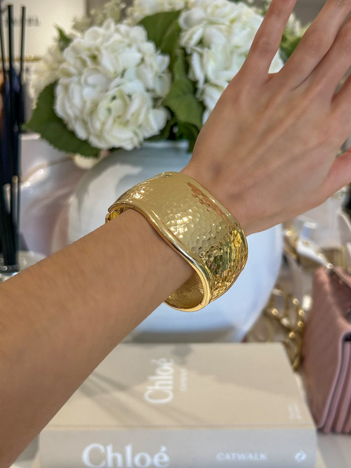 Chunky Hammered Wavy Bangle