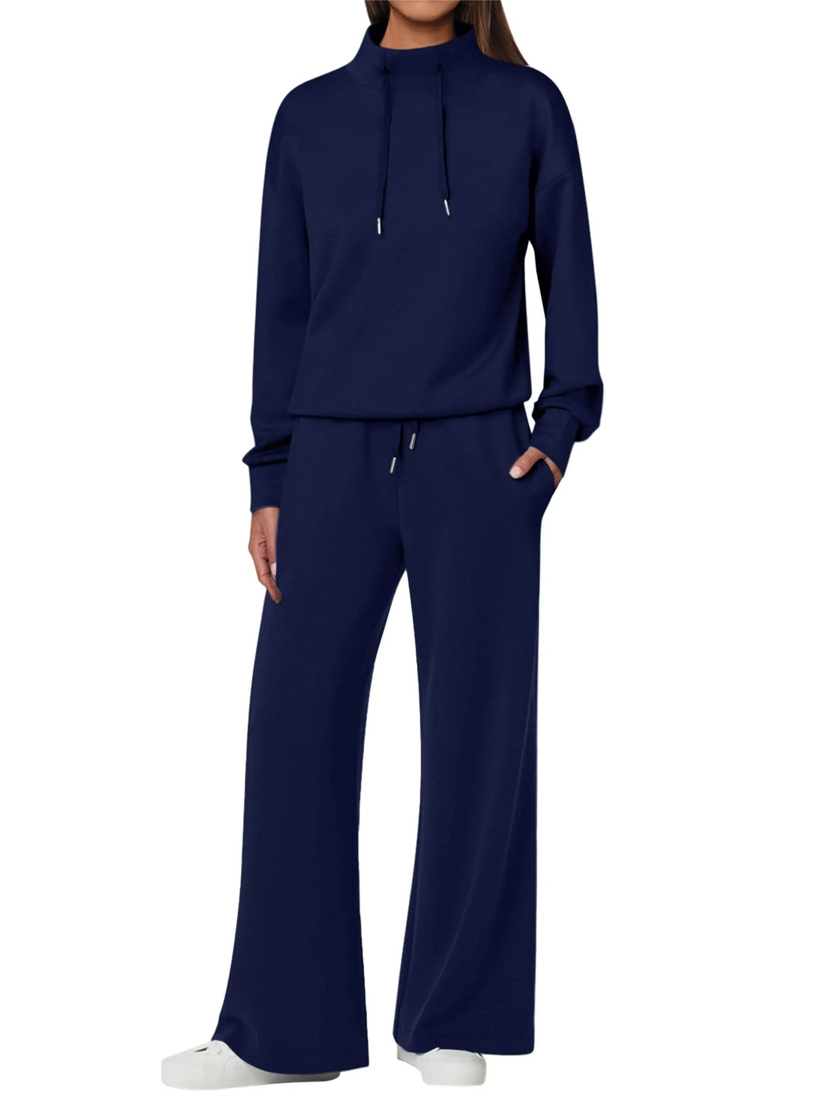 NEW 🔥 Women's Cotton Two-Piece Oversized Drawstring Sweatshirt Wide Leg Sweatpants Casual Set