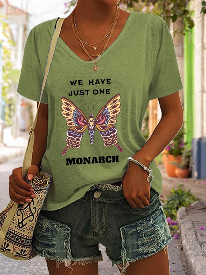 🔥Buy 3 Get 15% Off🔥V-Neck Retro We Have Just One Orange Monarch Print T-Shirt