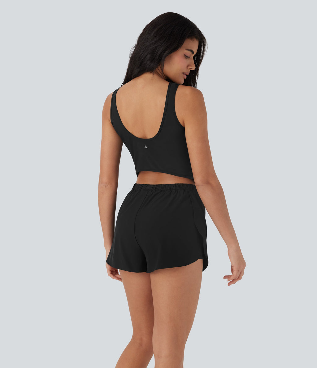 Reflective 2-in-1 Quick Dry Running Romper with Pockets-Easy Peezy Edition-UPF50+