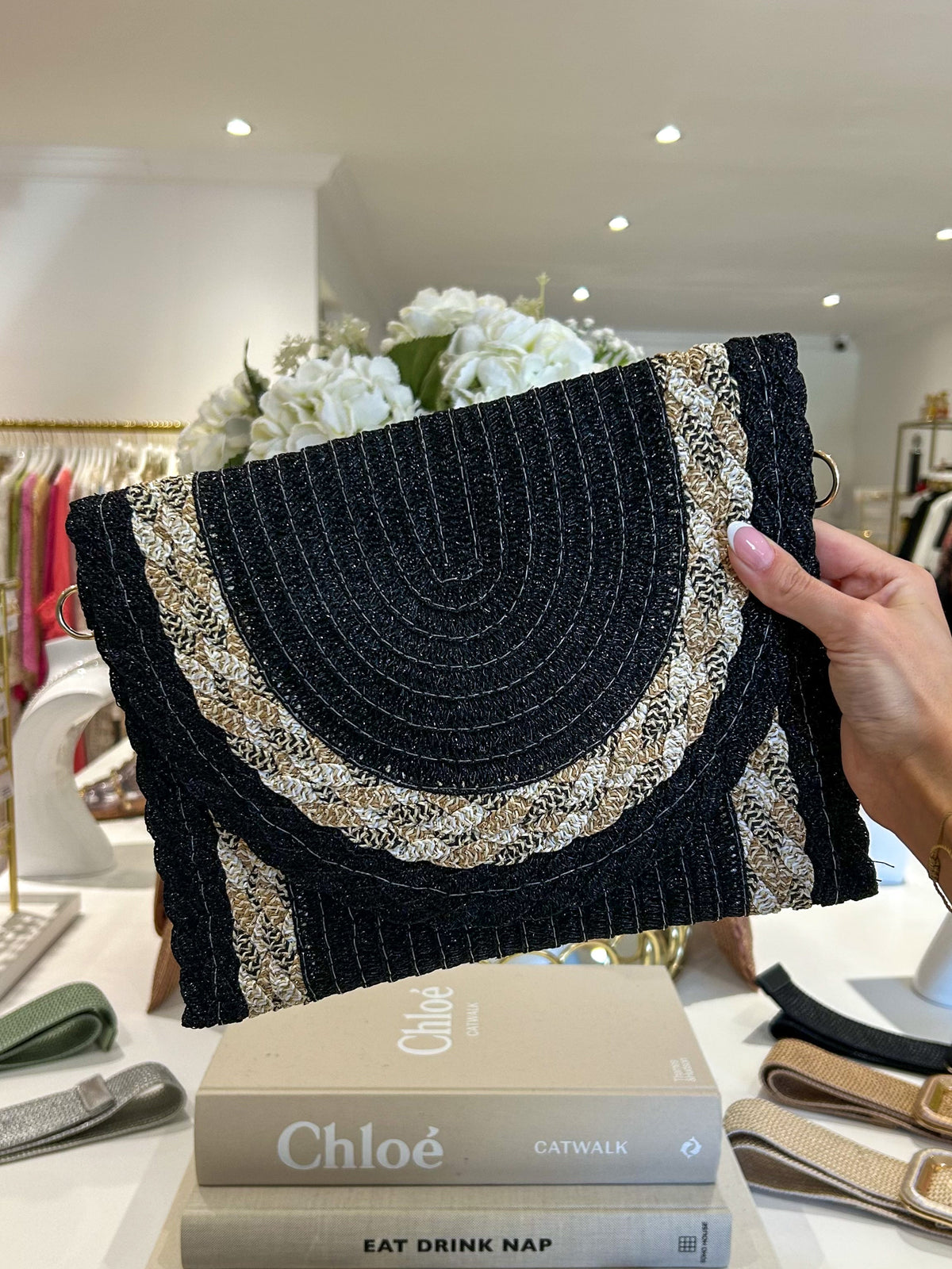 Gold Fleck Woven Plaited Clutch Bag (3 Colours)