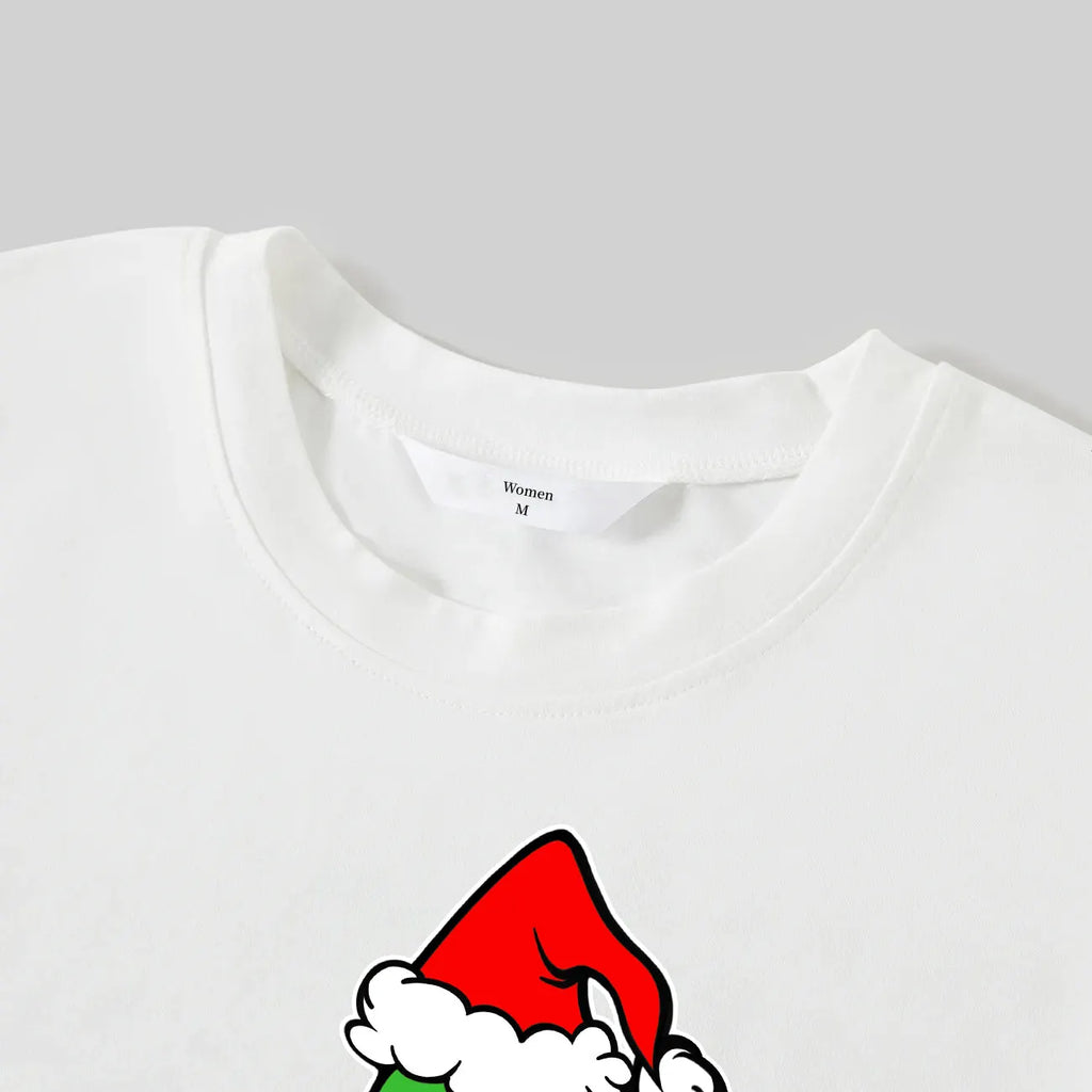 "Merry Christmas" Letter Print 2025 Green Elf Cartoon Pattern Contrast White Long Sleeve with Classic Red and Green Plaid Pants Family Matching Pajamas