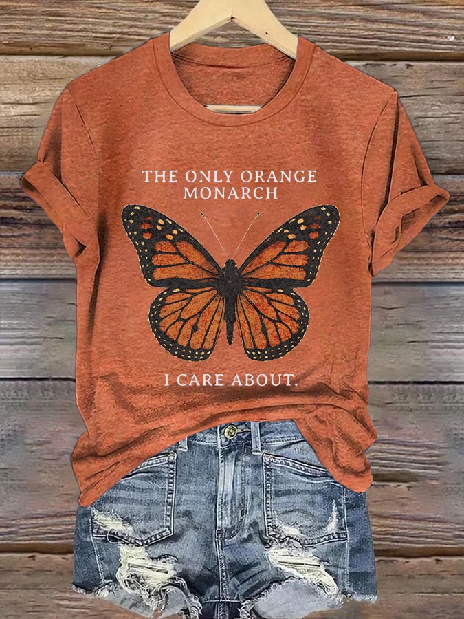 🔥Buy 3 Get 15% Off🔥Retro The Only Orange Monarch I Care About Print T-Shirt