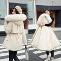 Women's winter coat with loose hood and thick synthetic fleece