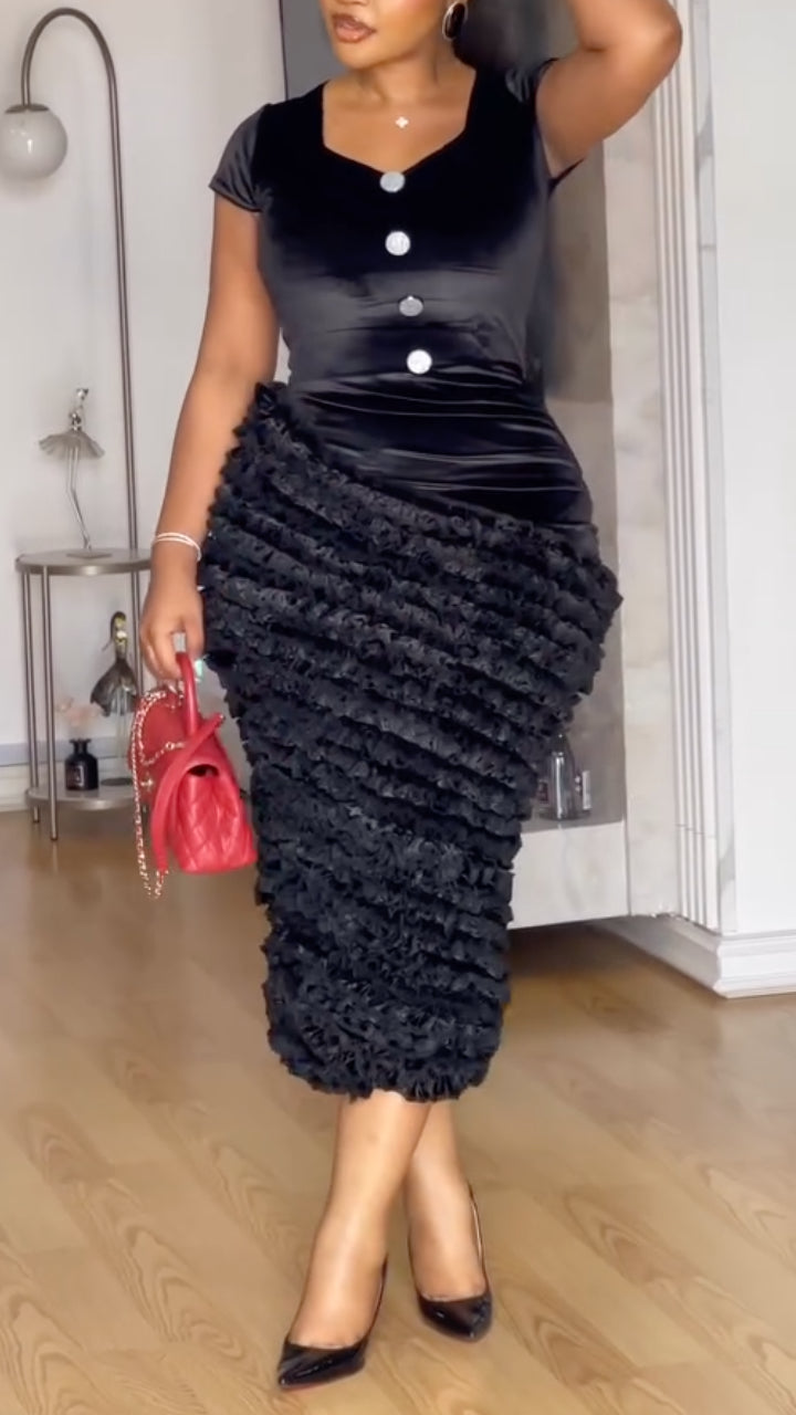 Women's Cap Sleeve Fitted Waist Elegant Dress