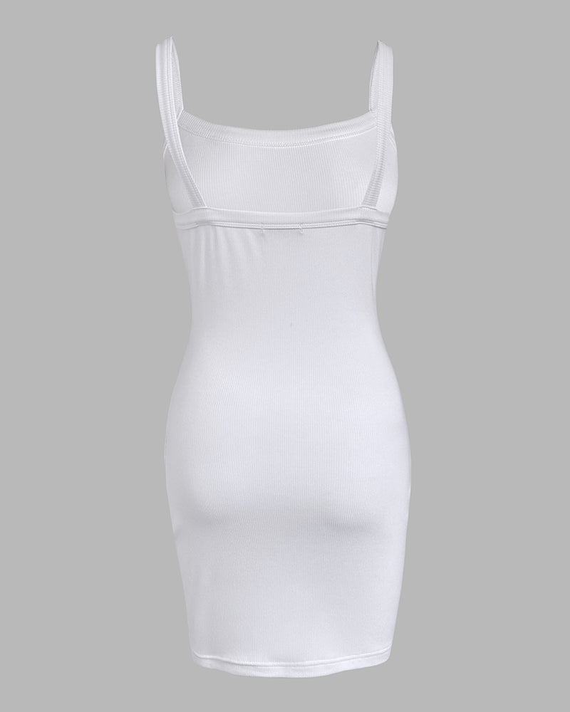 Bandeau Spaghetti Strap Sleevless Mini Dress Casual Slim Fit Bodycon Dress