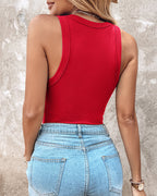 ChicMe Built-in Bra Ribbed Round Neck Tank Top