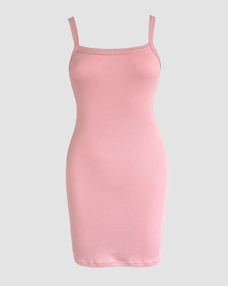 Bandeau Spaghetti Strap Sleevless Mini Dress Casual Slim Fit Bodycon Dress