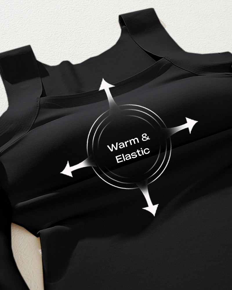 U-Neck Sleeveless Tank Seamless Skinny Layering Top with Built-In Bra