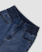 ChicMe CurveEase Back Shirred Button Front High Waist Jeans Skinny Flared Denim Jeggings