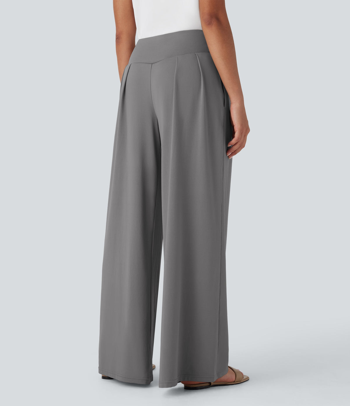 High Waisted Wide Leg Casual Pants with Pockets