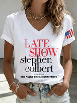 🔥Buy 3 Get 15% Off🔥V-Neck Retro Late Show 05.21.2026 The Night The Laughter Died Print T-Shirt