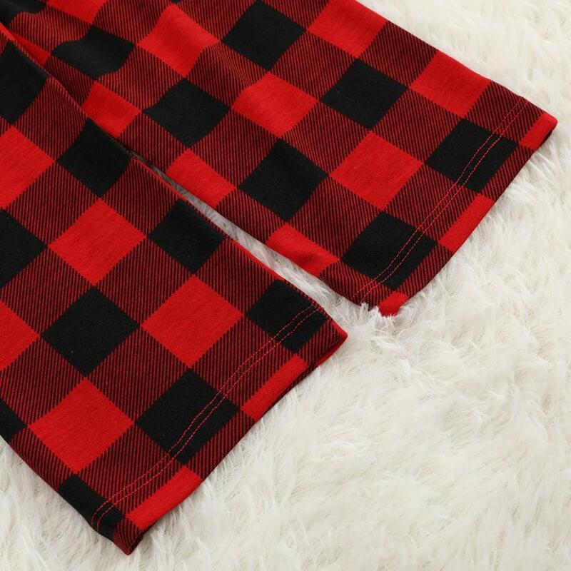 "2025 Family Christmas" Moose Letter Prints Black & Red Plaid Family Matching Black Pajamas