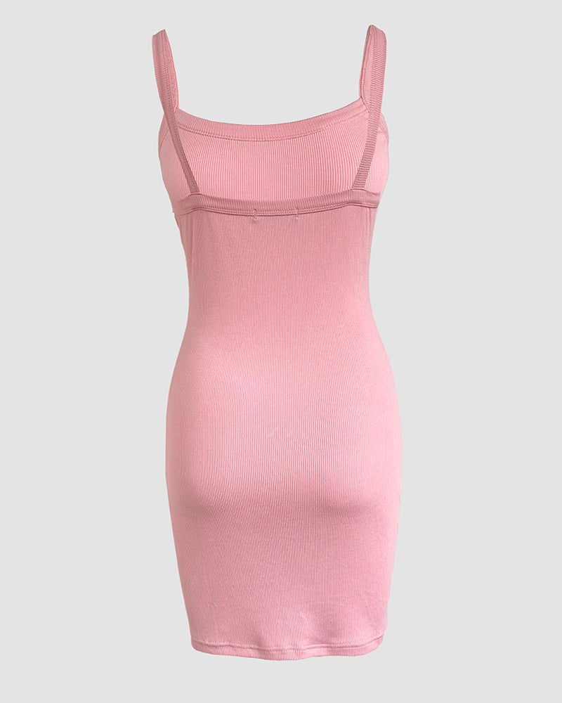 Bandeau Spaghetti Strap Sleevless Mini Dress Casual Slim Fit Bodycon Dress