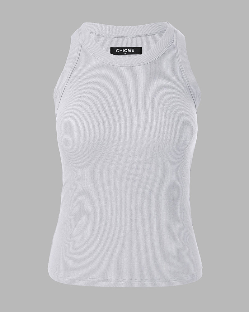 ChicMe Built-in Bra Ribbed Round Neck Tank Top