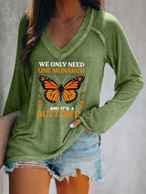 🔥Buy 3 Get 15% Off🔥V-neck Retro We Only Need One Monarch And It's A Butterfly Print T-Shirt