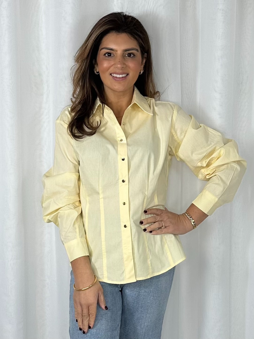 Cinched Back Collared Shirt (4 Colours)