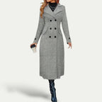 New Women Double Breasted Simple Design Woolen Coat