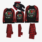 "We are Family 2025 Christmas Make Memories Together" Slogan Print Black & Red Plaid Family Matching Black Pajamas