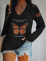 🔥Buy 3 Get 15% Off🔥V-neck Retro The Only Orange Monarch I Care About Print T-Shirt