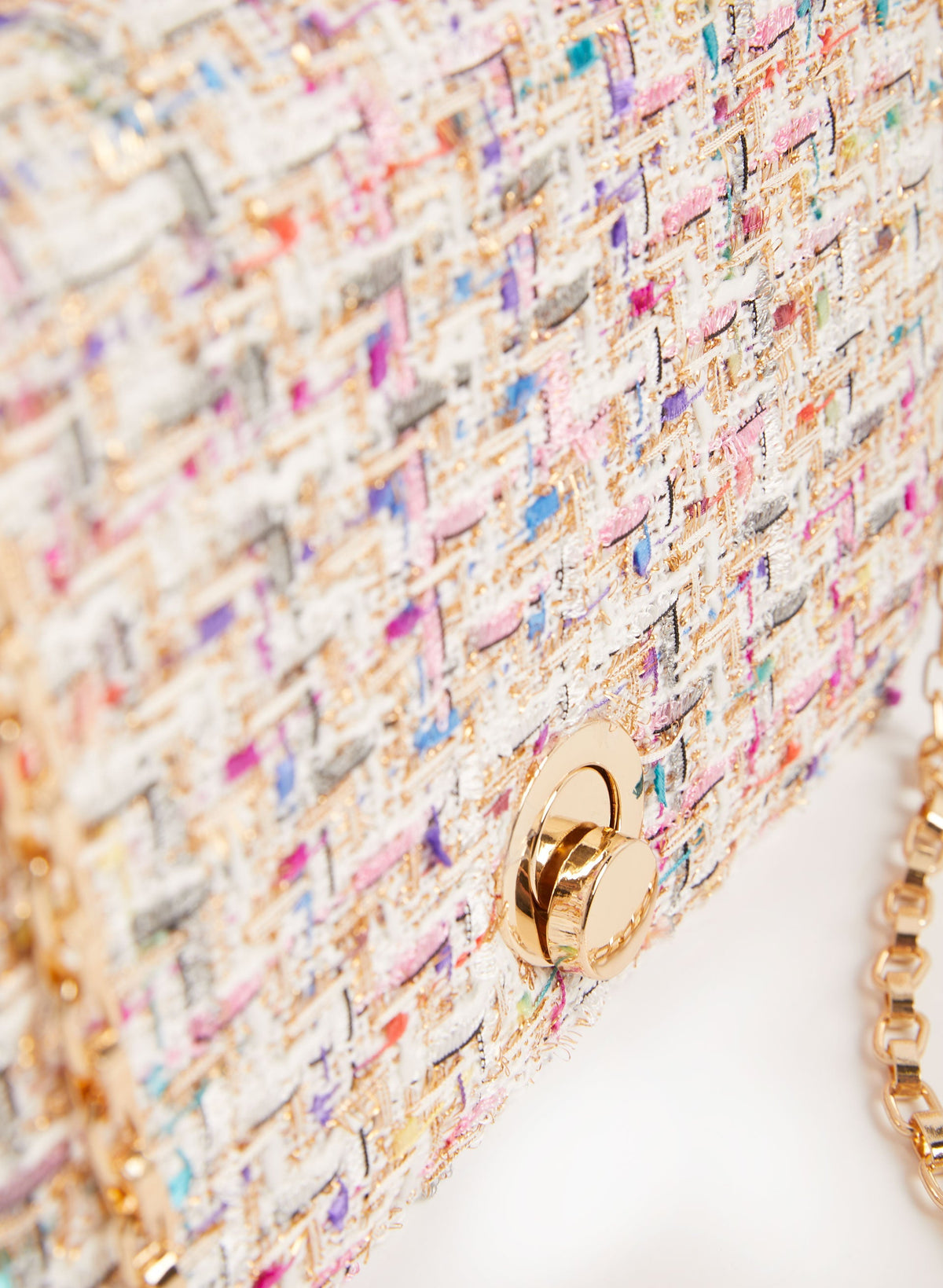 Round Clasp Tweed Handbag