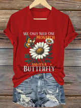 🔥Buy 3 Get 15% Off🔥V-Neck Retro We Only Need One Monarch And It's A Butterfly Print T-Shirt