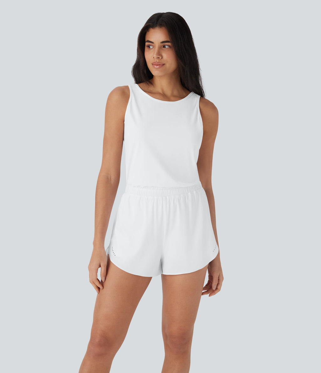 Reflective 2-in-1 Quick Dry Running Romper with Pockets-Easy Peezy Edition-UPF50+