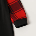 "2025 Christmas Crew" Text Print Black & Red Plaid Christmas Matching Pajamas