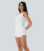 Reflective 2-in-1 Quick Dry Running Romper with Pockets-Easy Peezy Edition-UPF50+