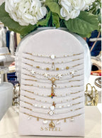 Gold & White Beaded Necklaces (24 Styles)