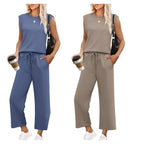 2025 New Women's  Sleeveless Top & Wide-Leg Pants 2-Piece Set
