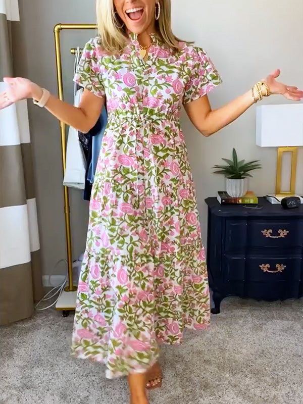 NEW🔥 Floral Print Elastic Waist Dress- Tax Free