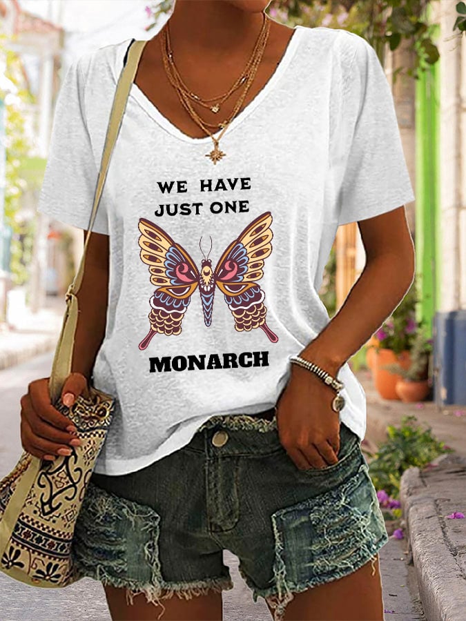 🔥Buy 3 Get 15% Off🔥V-Neck Retro We Have Just One Orange Monarch Print T-Shirt