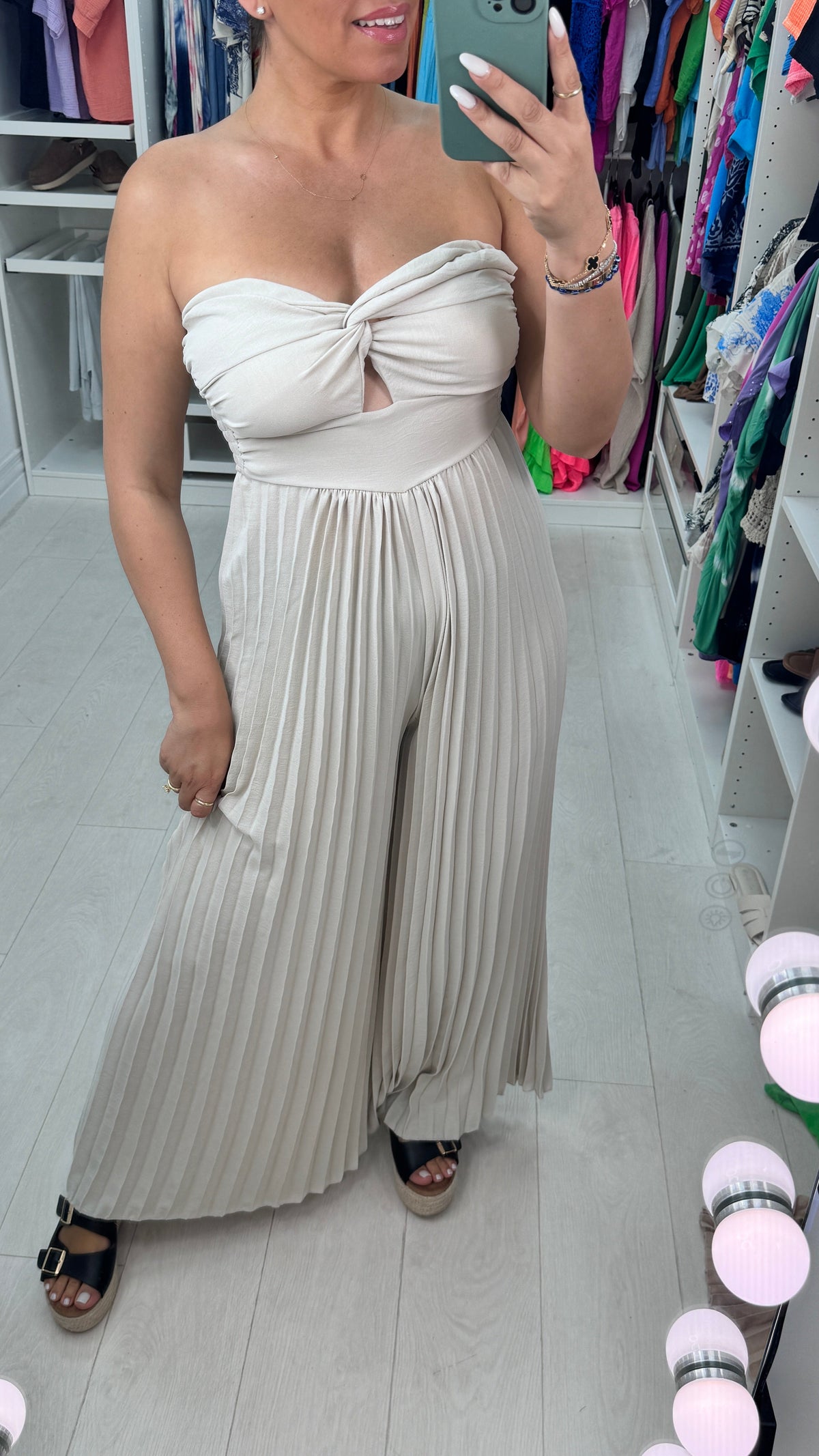 Agostina Pleated Jumpsuit With Padded Bust