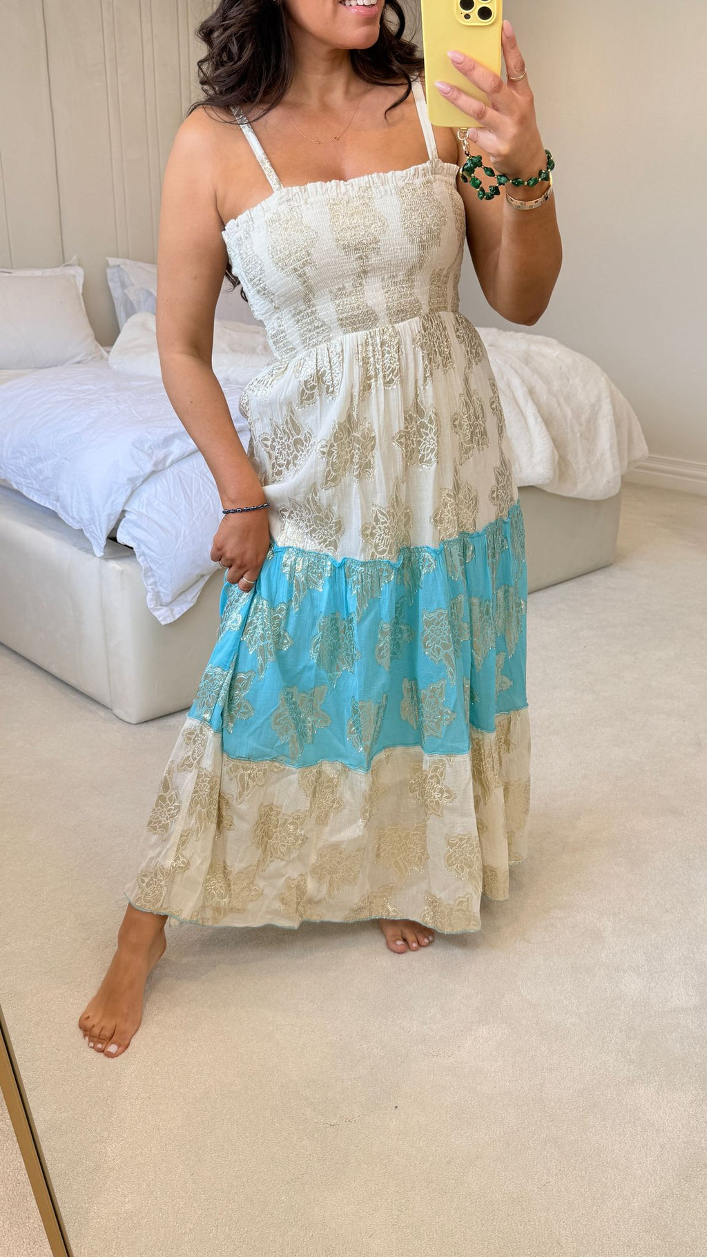 Brittany Gold Detail Elasticated Bust Maxi Dress
