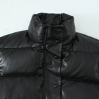 PU leather quilted jacket for women