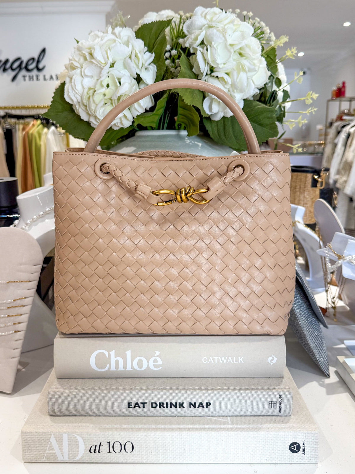 Woven Gold Infinity Detail Designer Style Handbag (11 Colours)