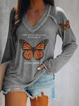 🔥Buy 3 Get 15% Off🔥V-neck Retro The Only Orange Monarch I Care About Print T-Shirt