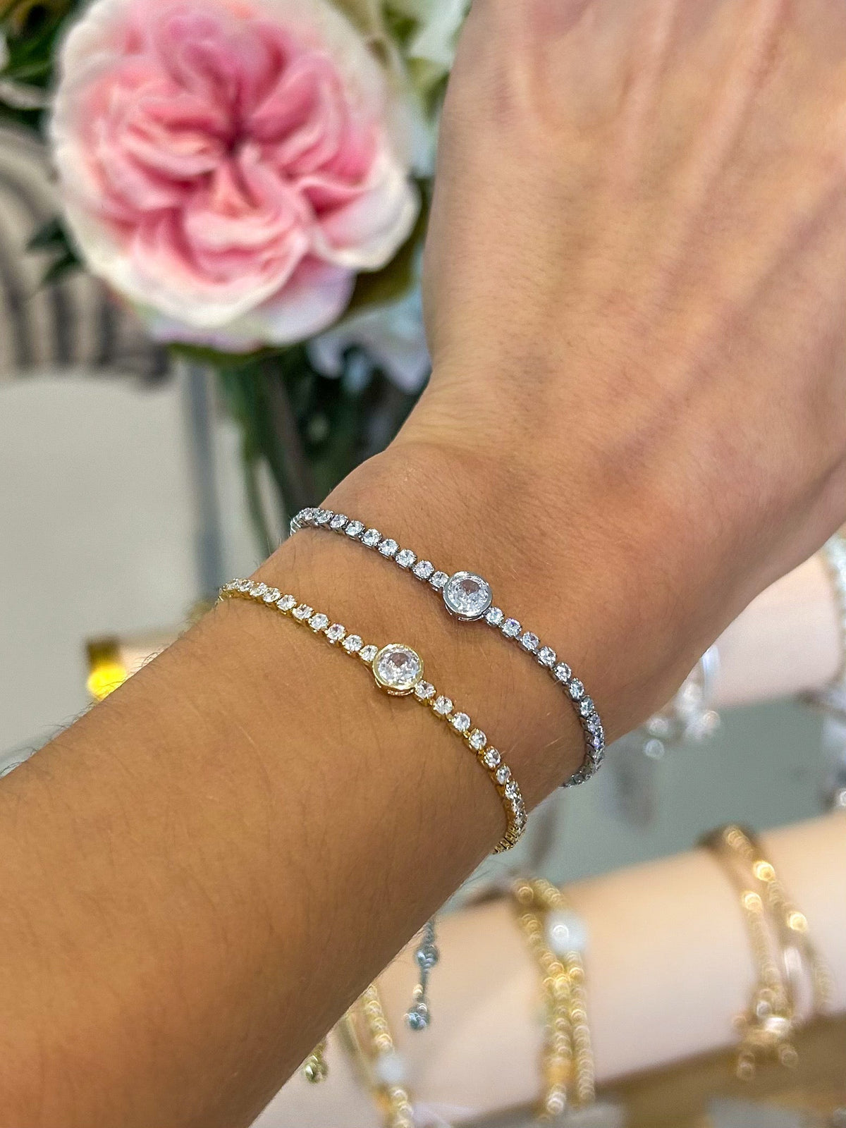 Solitaire Diamante Adjustable Bracelet