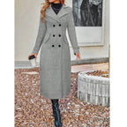 New Women Double Breasted Simple Design Woolen Coat