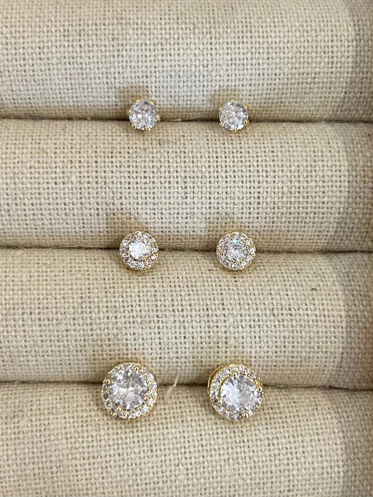 Trio Diamanté Stud Earrings Multi Pack (2 Colours)