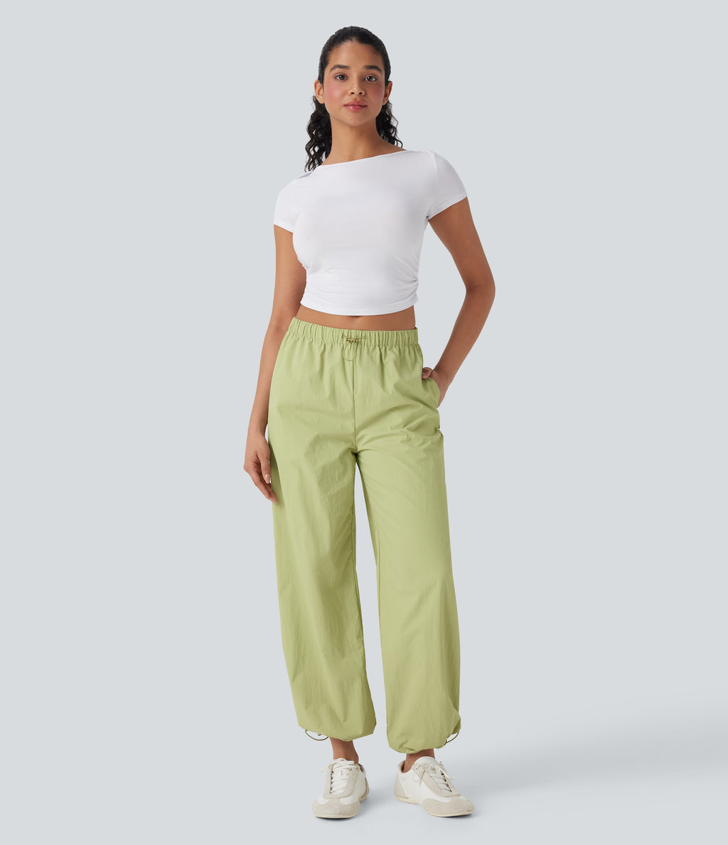 Low Rise Cinchable Hem Yoga Joggers with Pockets