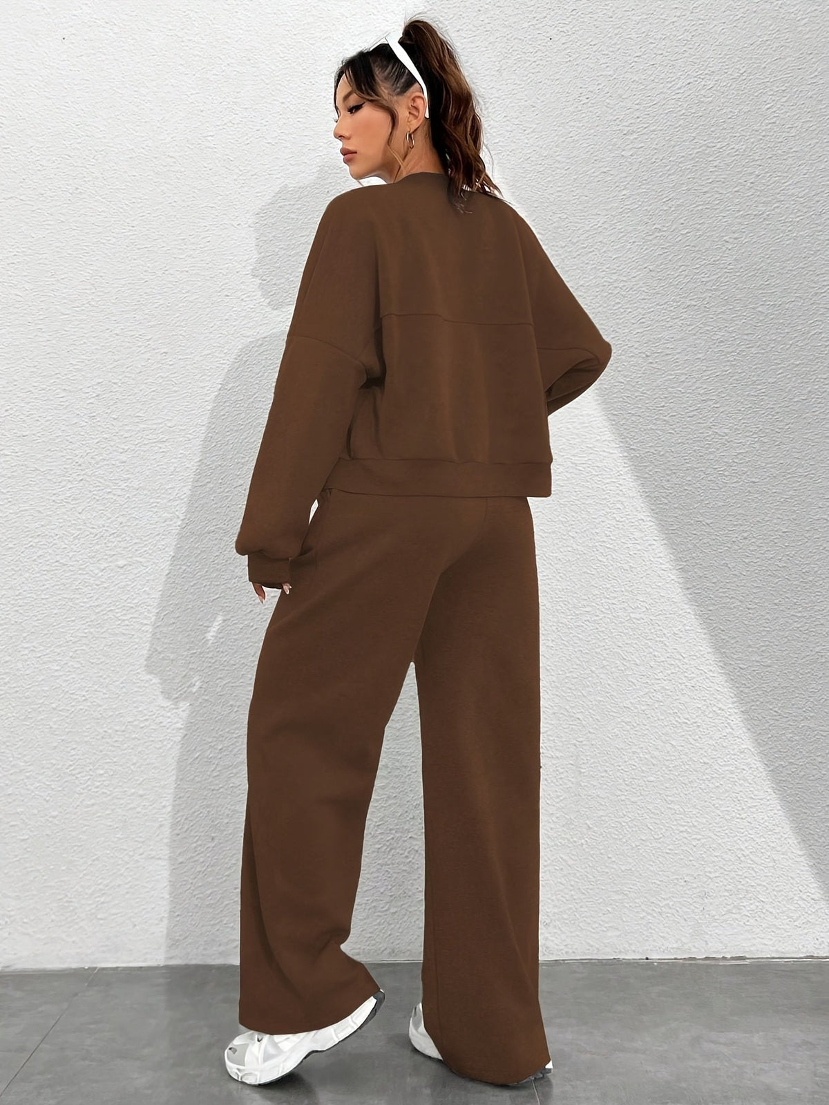 Zip-up Collarless‌ Cardigan Pants Set