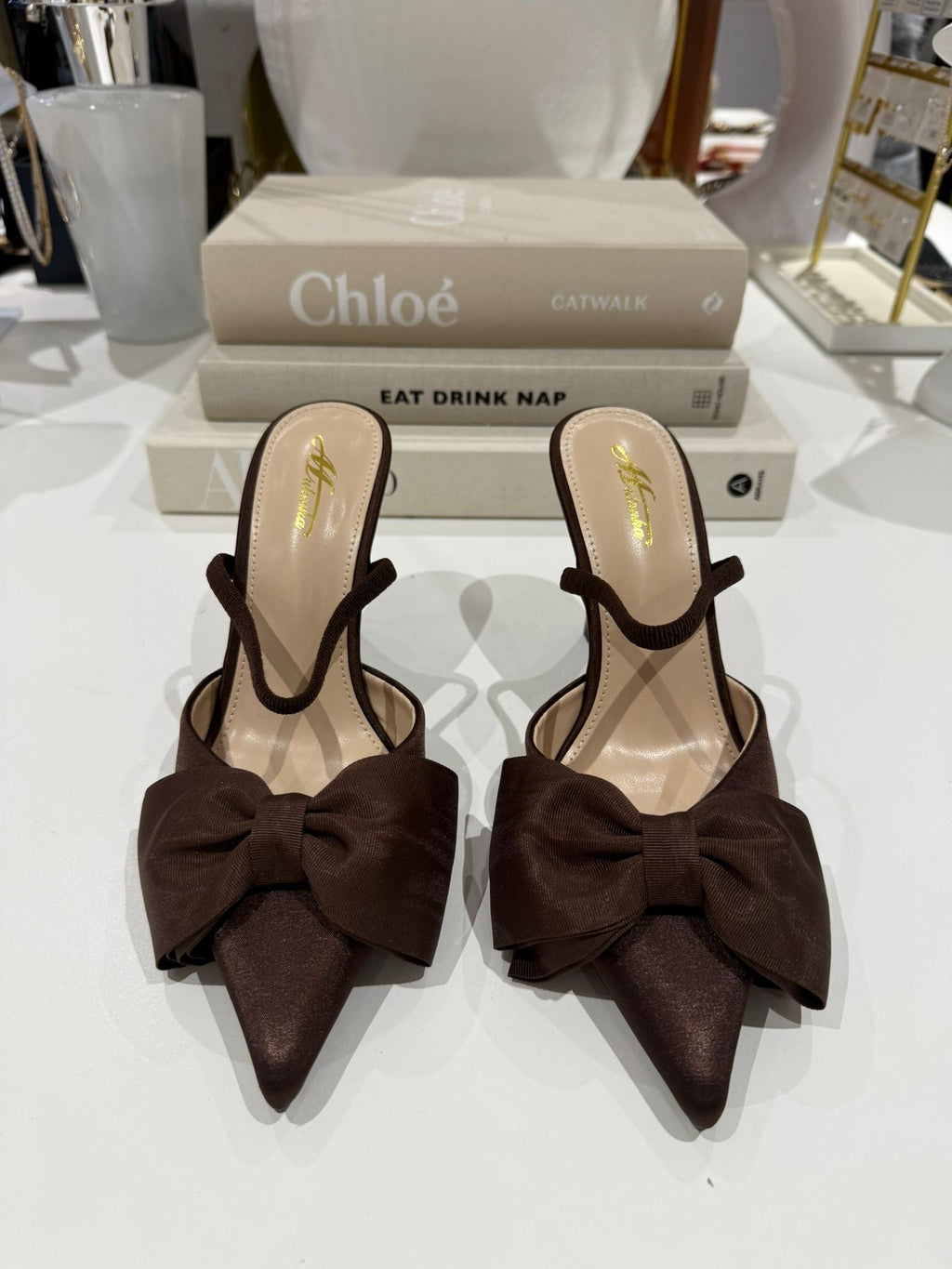 Point Toe Large Bow Sling Back Heel (3 Colours)
