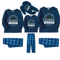 Christmas Family Matching Pajamas-Navy & Sky Blue Plaid Pjs Set with "Wish You A Merry Christmas 2025" Print