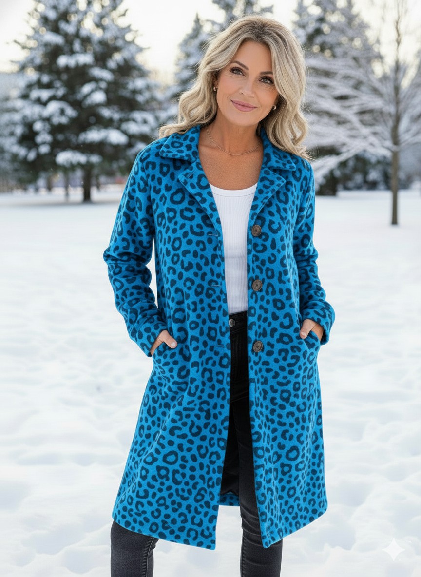 NEW🔥 Wool Casual Lapel Single-Breasted Long-Line Leopard Print Coat