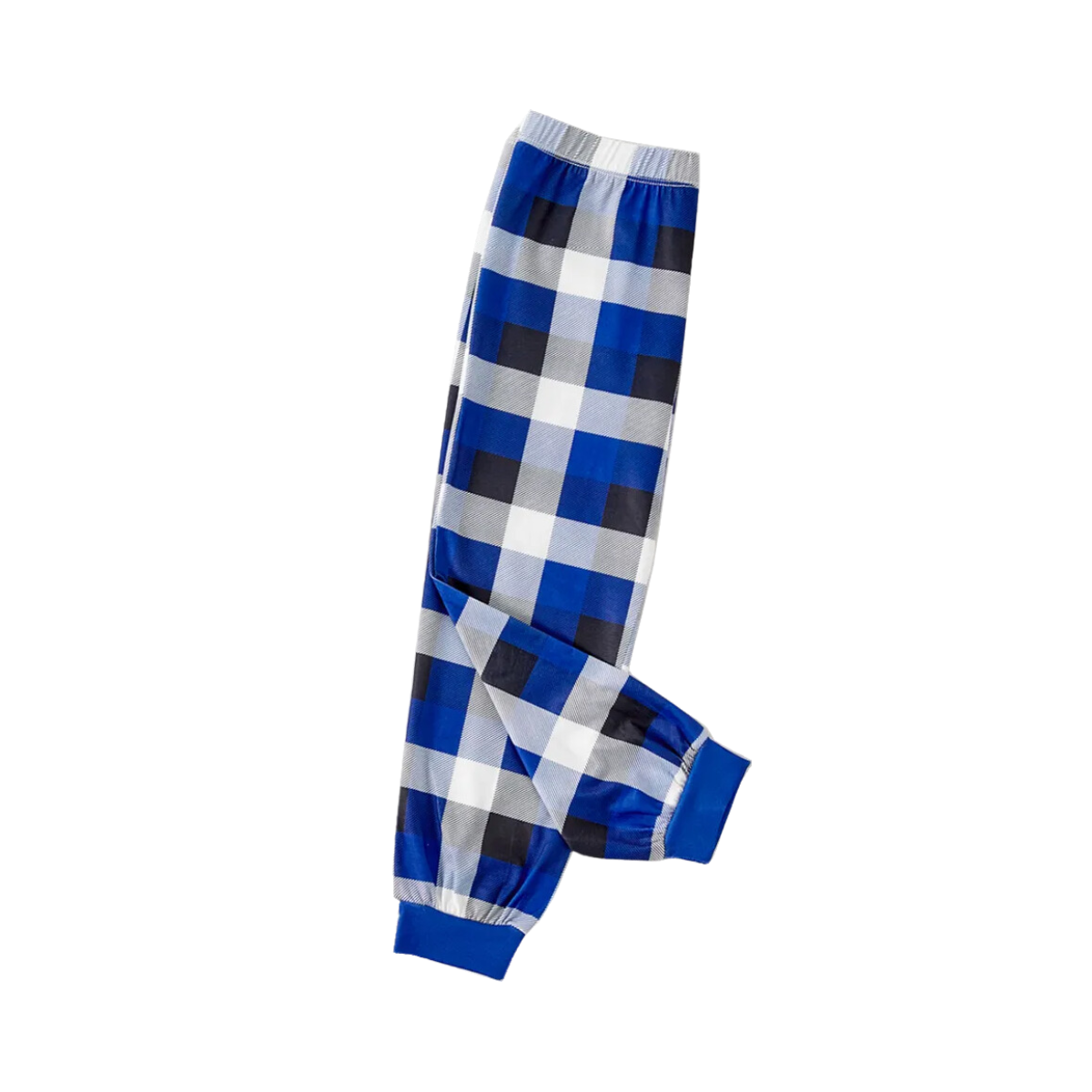 Couple Matching Blue Plaid Pajamas With "2025 Family Christmas" Text Printed