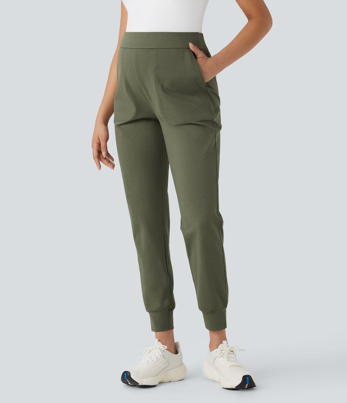 Mid Rise Quick Dry Yoga Maternity Joggers with Pockets