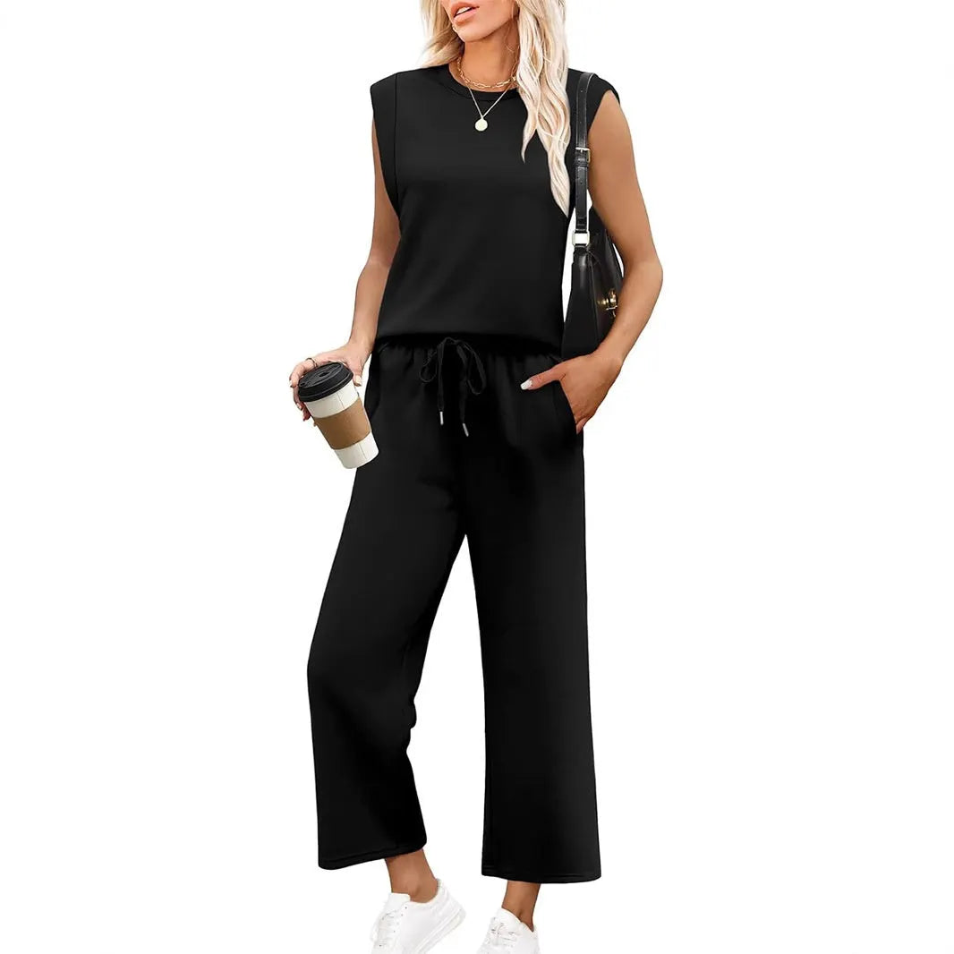 2025 New Women's  Sleeveless Top & Wide-Leg Pants 2-Piece Set