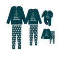 Christmas Family Matching Pajamas-Dark Green&Deer Patterned Pjs Set with "We Wish You A Merry Christmas" and Christmas Tree Print